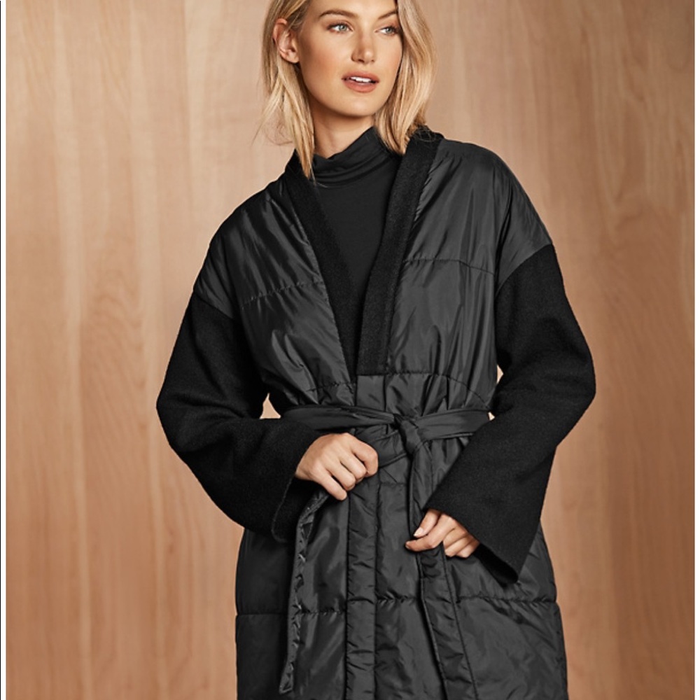 Eileen Fisher Belted Black Puffer Coat S $378
